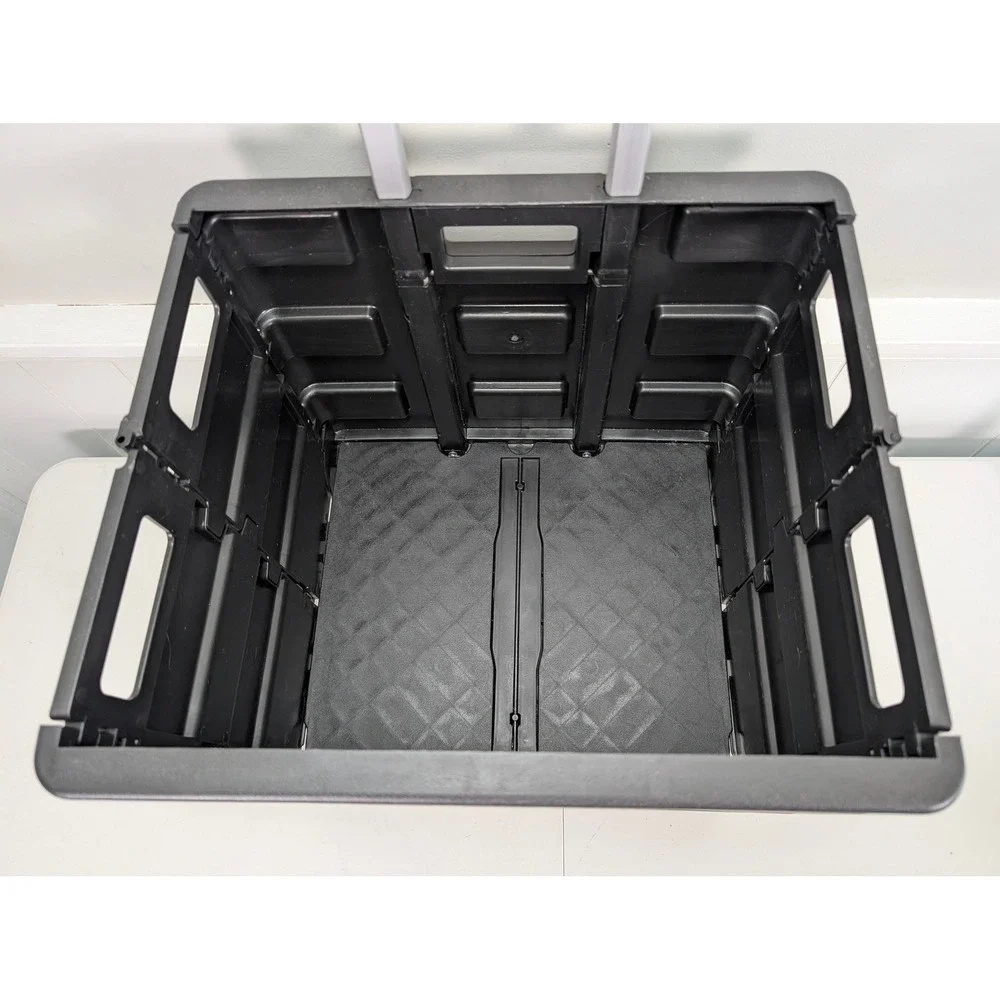 Mesa Inspired Living Folding Utility Cart Black Rolling Collapsible Crate Caddy